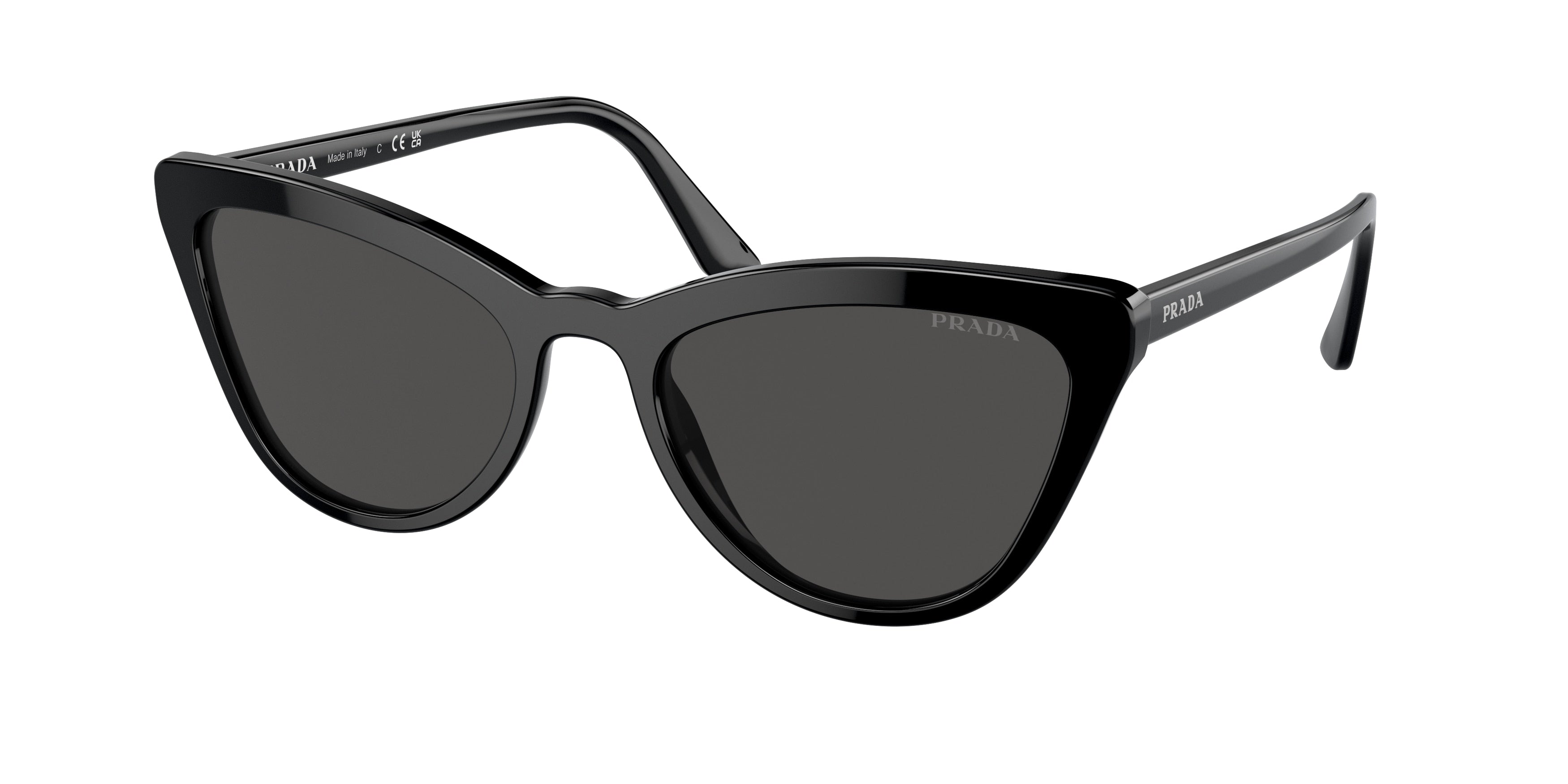 Prada CATWALK PR01VS Cat Eye Sunglasses  1AB5S0-Black 56-145-20 - Color Map Black