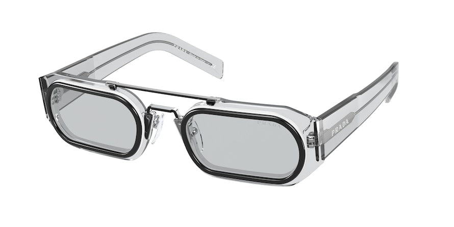 Prada PR01WS Rectangle Sunglasses 04L4Q1-TRANSPARENT GREY 53-24-150 - Color Map grey