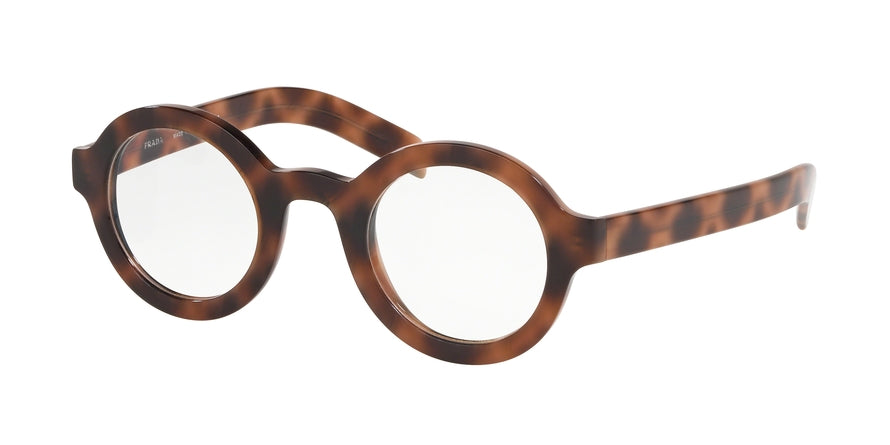 Prada CONCEPTUAL PR01XV Round Eyeglasses 5191O1-SPOTTED BROWN 43-26-145 - Color Map havana