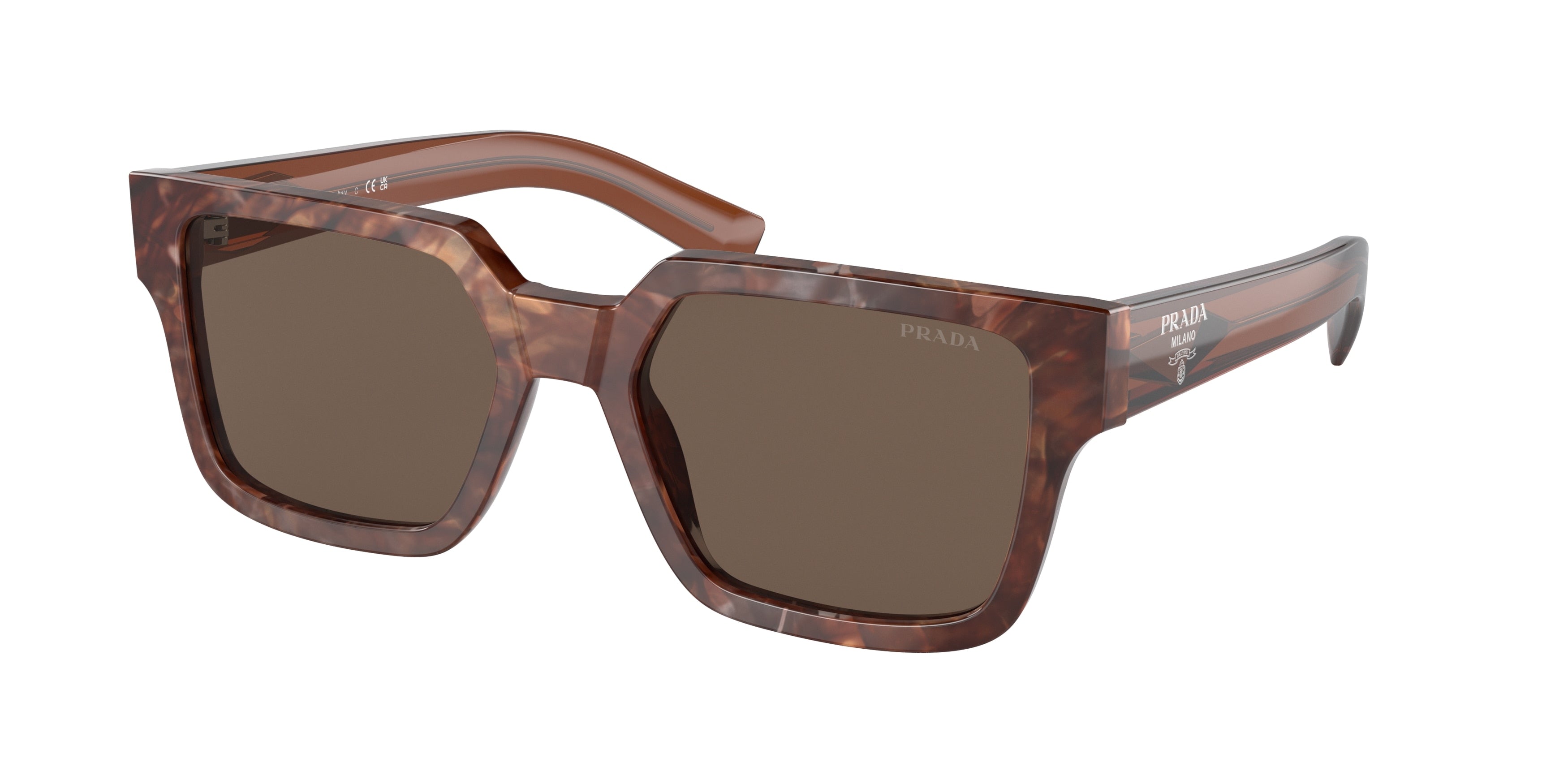 Prada PR03ZS Pillow Sunglasses  14F08T-Cognac Stone 54-140-19 - Color Map Brown