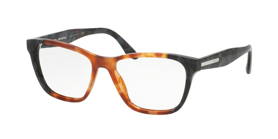 Prada PR04TV Square Eyeglasses U6L1O1-LIGHT HAVANA/SPOTTED GREY 52-16-140 - Color Map havana