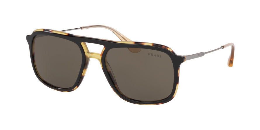 Prada CONCEPTUAL PR06VSF Pillow Sunglasses NAI5S2-TOP BLACK/MEDIUM HAVANA 57-18-145 - Color Map black