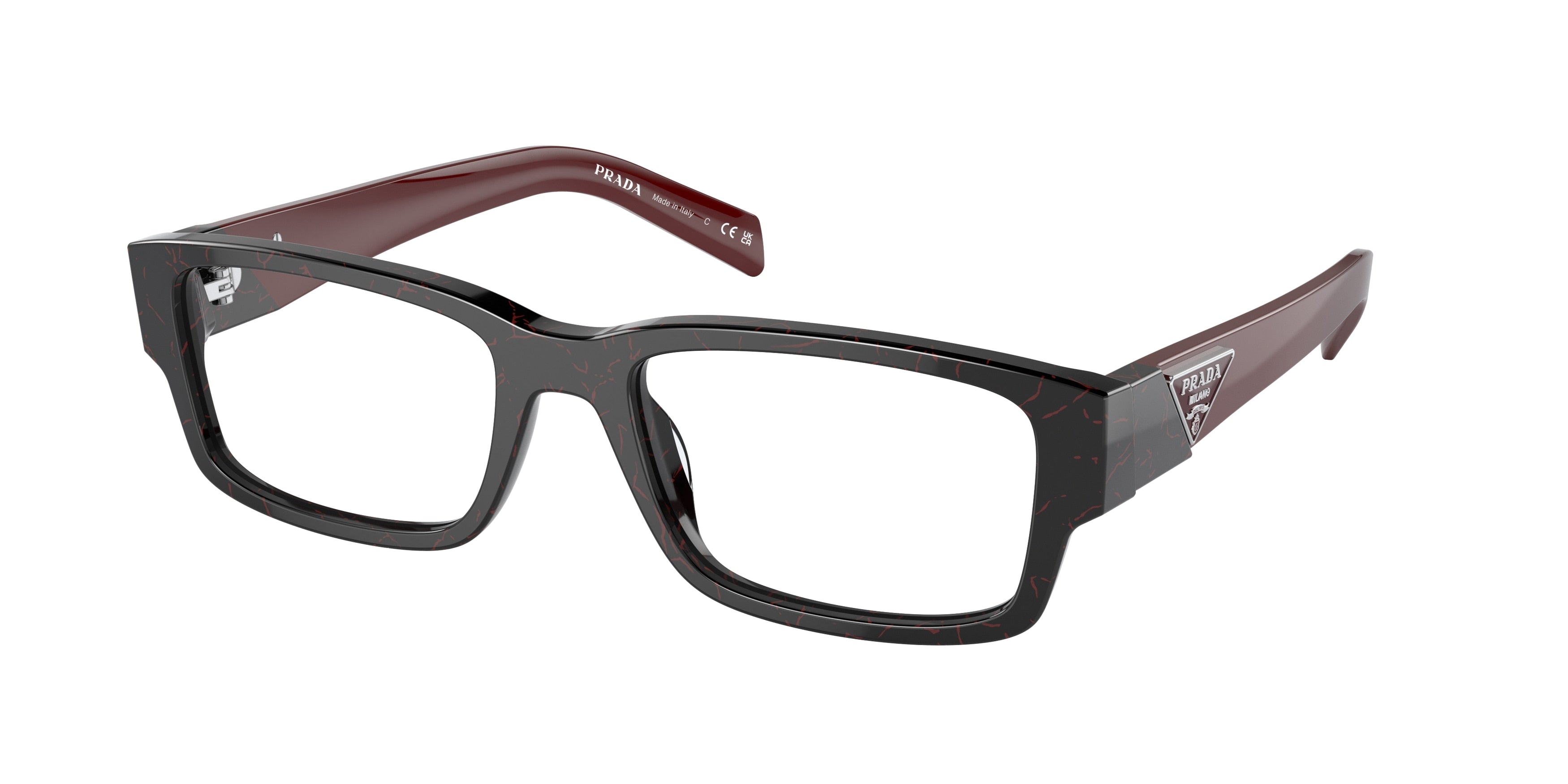Prada PR07ZV Rectangle Eyeglasses  11F1O1-Etruscan Black Marble 55-140-19 - Color Map Black