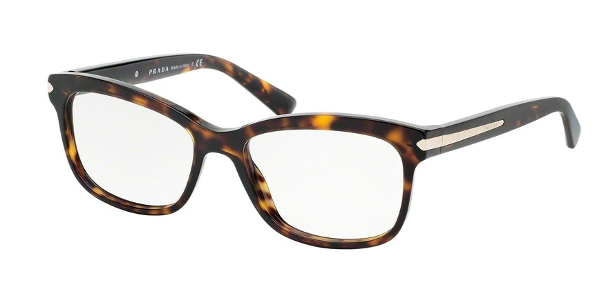 Prada ARROW PR10RV Rectangle Eyeglasses 2AU1O1-HAVANA 55-17-140 - Color Map havana