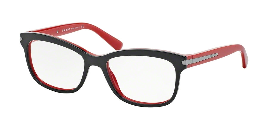 Prada PR10RV Rectangle Eyeglasses 7I61O1-TOP BLACK/RED 53-17-140 - Color Map black