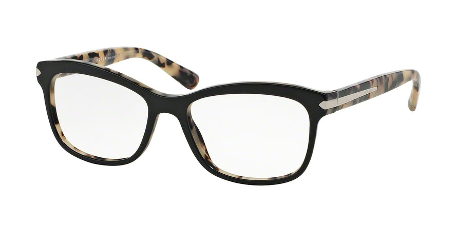Prada PR10RV Rectangle Eyeglasses ROK1O1-TOP BLACK/WHITE HAVANA 55-17-140 - Color Map black