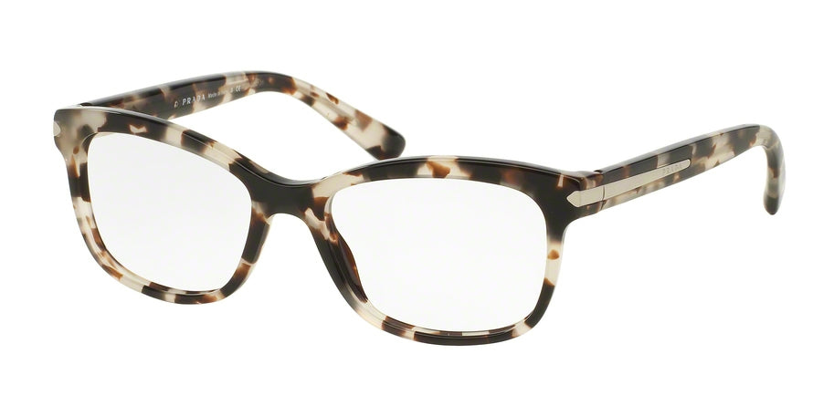 Prada PR10RV Rectangle Eyeglasses UAO1O1-SPOTTED OPAL BROWN 53-17-140 - Color Map brown