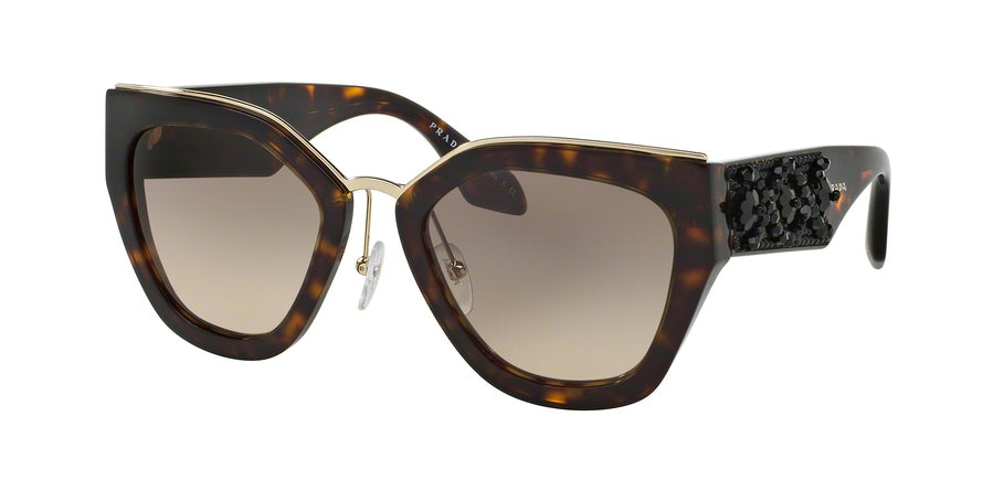 Prada PR10TS Irregular Sunglasses 2AU3D0-HAVANA 52-22-140 - Color Map havana