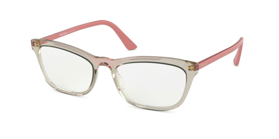 Prada CONCEPTUAL PR10VVF Pillow Eyeglasses 3261O1-BROWN TRASNP/PINK TRANSP 54-18-145 - Color Map black
