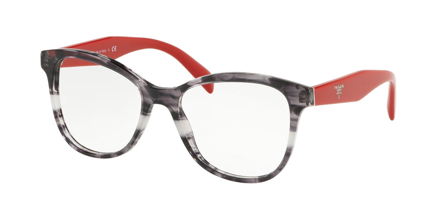Prada HERITAGE PR12TV Pillow Eyeglasses 2571O1-STRIPED GREY 53-17-140 - Color Map grey