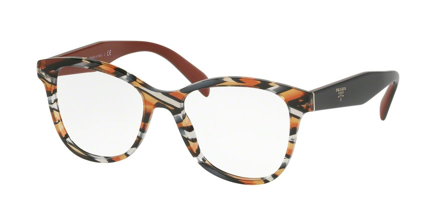 Prada HERITAGE PR12TV Pillow Eyeglasses VAN1O1-SHEAVES GREY ORANGE 51-17-140 - Color Map orange