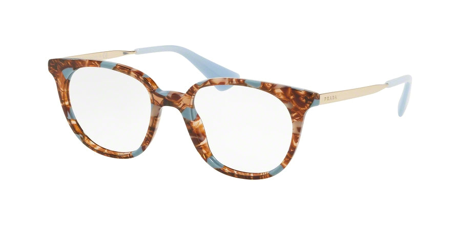 Prada CATWALK PR13UVF Oval Eyeglasses KJO1O1-STRIPED BROWN/AZURE 52-17-140 - Color Map brown