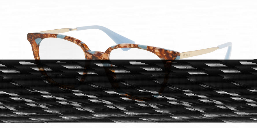 Prada CATWALK PR13UV Oval Eyeglasses KJO1O1-STRIPED BROWN/AZURE 48-18-140 - Color Map brown