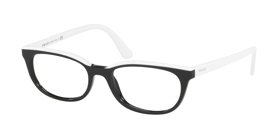 Prada CATWALK PR13VV Oval Eyeglasses  YC41O1-Black/White 51-140-17 - Color Map Black