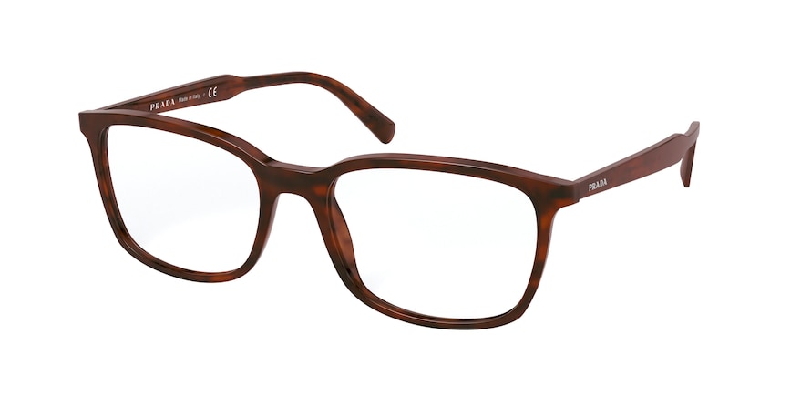 Prada PR13XVF Pillow Eyeglasses 5491O1-STRIPED BROWN 55-17-145 - Color Map brown