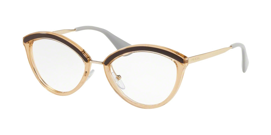 Prada CATWALK PR14UV Oval Eyeglasses KOF1O1-BROWN/ANTIQUE PINK 54-18-145 - Color Map pink