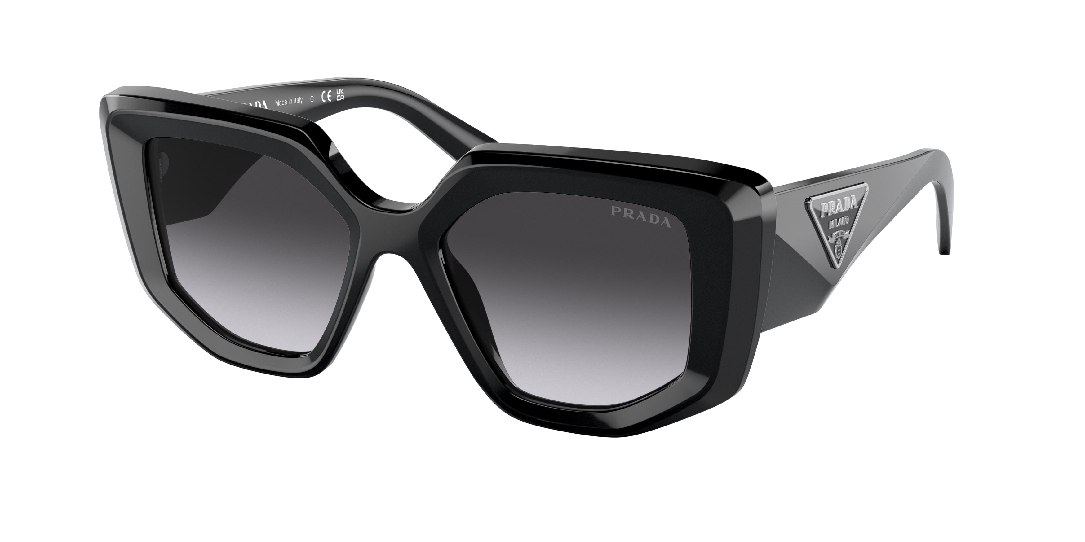 Prada PR14ZS Irregular Sunglasses  1AB09S-Black 49-140-18 - Color Map Black