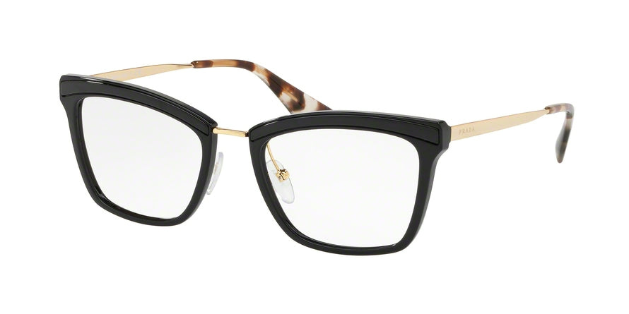 Prada CATWALK PR15UV Rectangle Eyeglasses KUI1O1-BLACK 50-19-140 - Color Map black