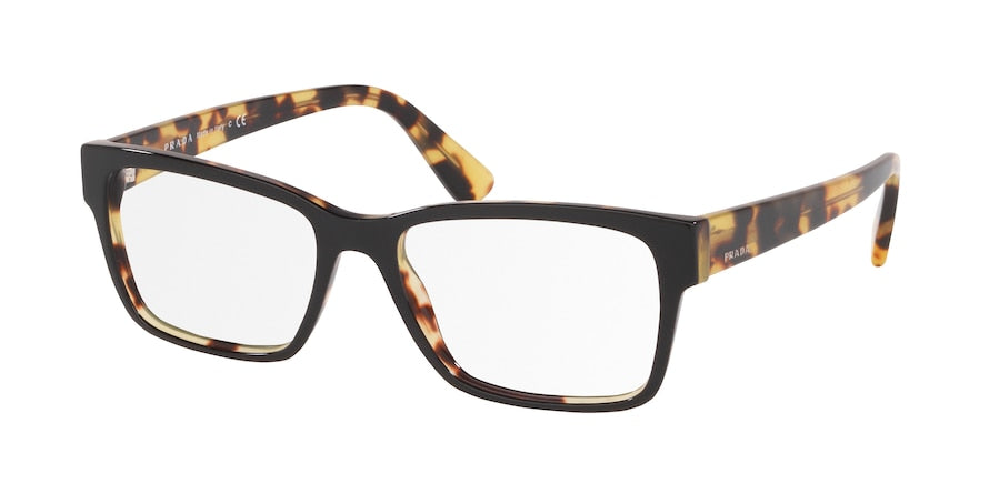 Prada HERITAGE PR15VVF Rectangle Eyeglasses NAI1O1-TOP BLACK/MEDIUM HAVANA 53-17-145 - Color Map black