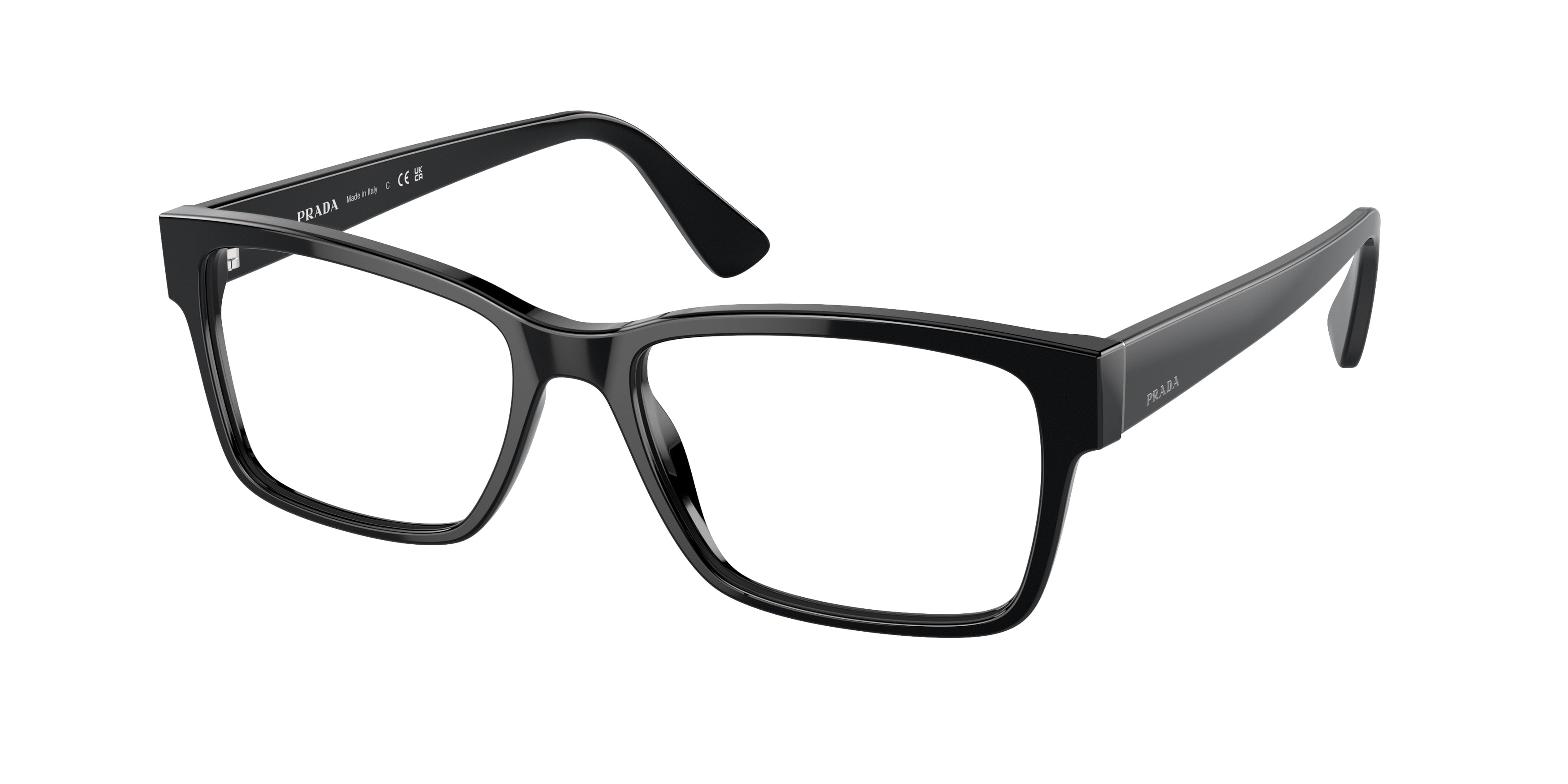 Prada HERITAGE PR15VV Rectangle Eyeglasses  1AB1O1-Black 55-145-17 - Color Map Black