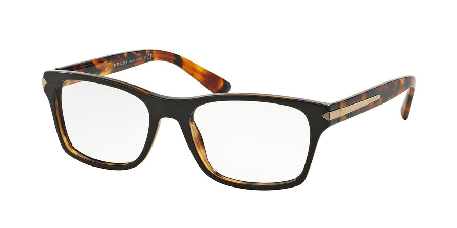Prada PR16SV Rectangle Eyeglasses UBS1O1-TOP BROWN/HAVANA 52-18-140 - Color Map brown