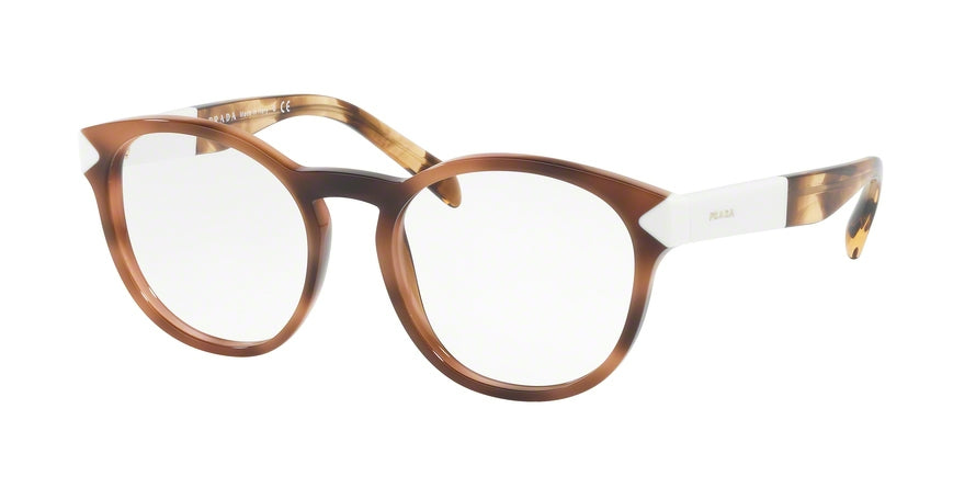 Prada PR16TV Irregular Eyeglasses USG1O1-STRIPED DARK BROWN 52-18-140 - Color Map brown