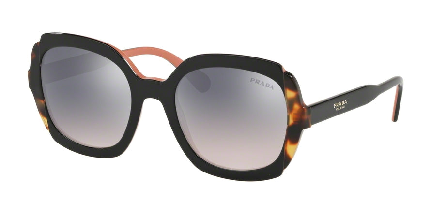 Prada HERITAGE PR16USF Square Sunglasses  5ZWGR0-TOP BLACK PINK/MEDIUM HAVANA 54-21-140 - Color Map black