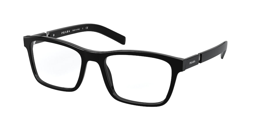Prada PR16XVF Rectangle Eyeglasses 1AB1O1-BLACK 56-17-145 - Color Map black