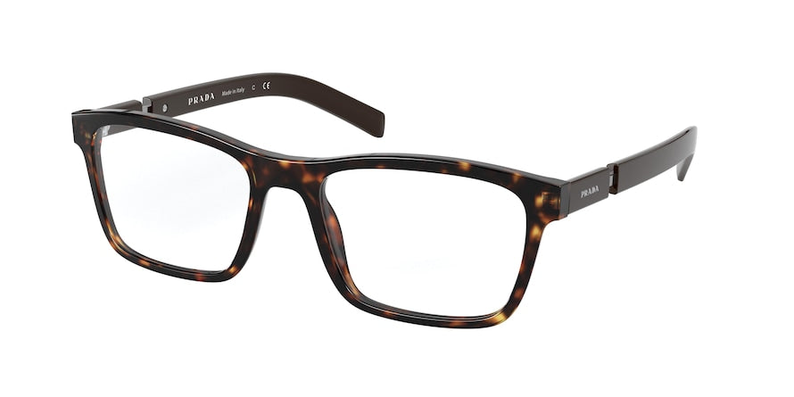 Prada PR16XVF Rectangle Eyeglasses 2AU1O1-HAVANA 56-17-145 - Color Map havana