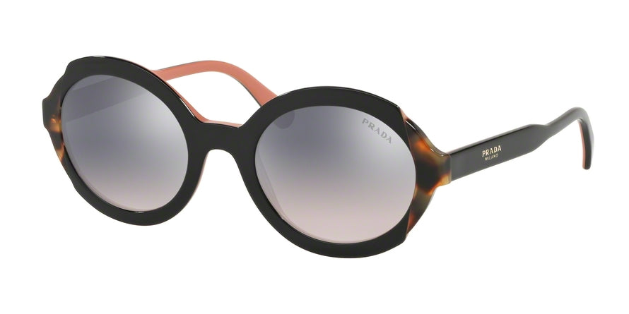 Prada HERITAGE PR17USF Oval Sunglasses 5ZWGR0-TOP BLACK PINK/MEDIUM HAVANA 53-22-140 - Color Map black