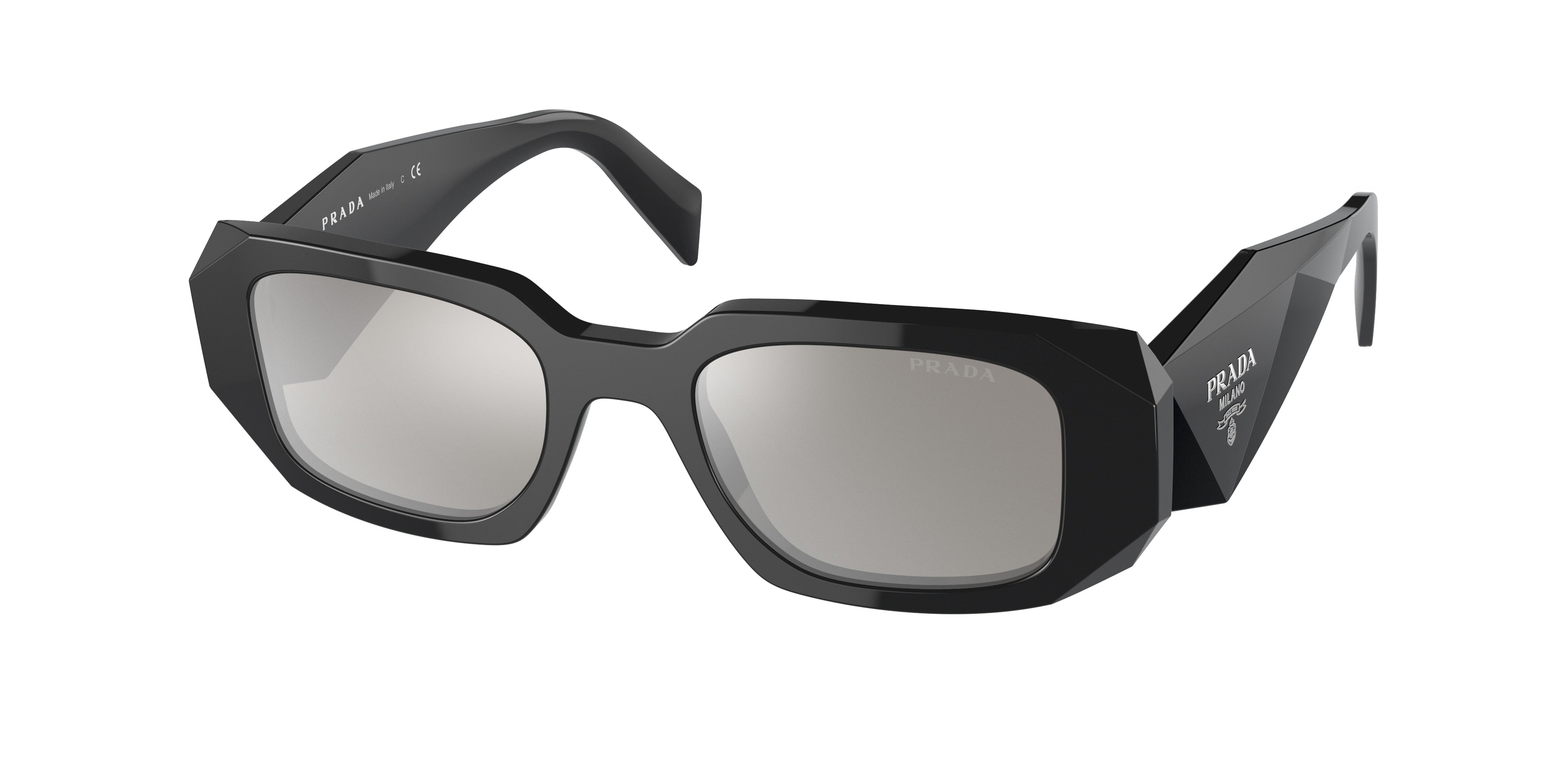 Prada PR17WS Rectangle Sunglasses  1AB2B0-Black 49-145-20 - Color Map Black