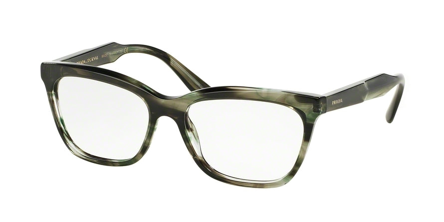 Prada JOURNAL PR24SV Cat Eye Eyeglasses UEP1O1-STRIPED GREY GREEN 53-16-140 - Color Map yellow