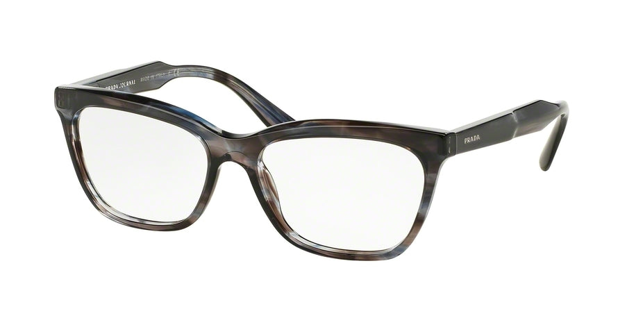 Prada JOURNAL PR24SV Cat Eye Eyeglasses UEQ1O1-STRIPED VIOLET 55-16-140 - Color Map blue