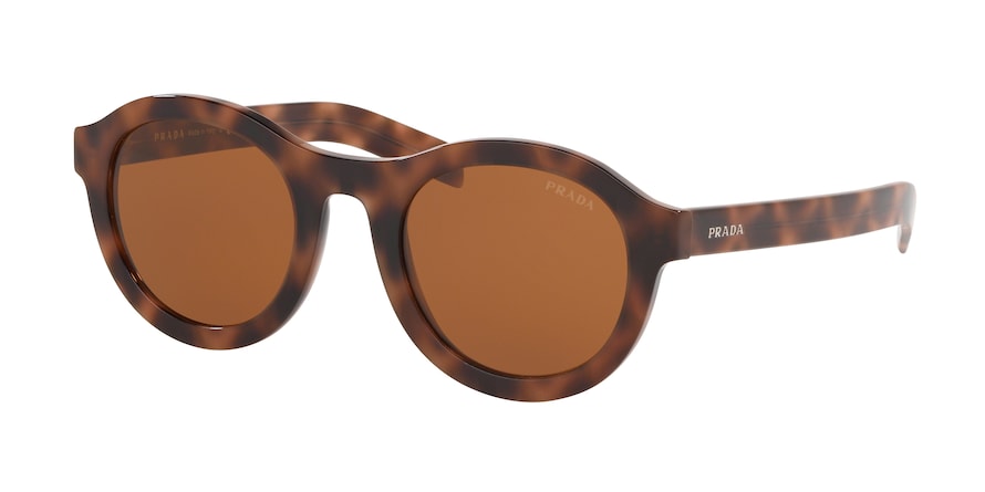 Prada CONCEPTUAL PR24VS Round Sunglasses 5192Z1-SPOTTED BROWN 49-23-145 - Color Map brown