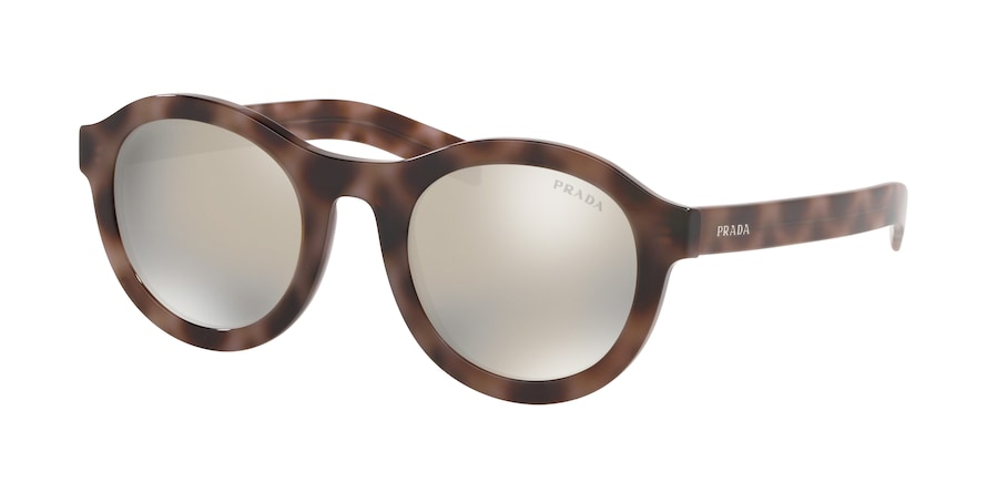 Prada CONCEPTUAL PR24VS Round Sunglasses 520719-SPOTTED DARK BROWN 49-23-145 - Color Map brown