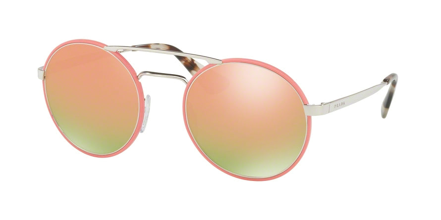 Prada CATWALK PR51SS Round Sunglasses  VHU5L2-SILVER/PINK 54-22-135 - Color Map pink