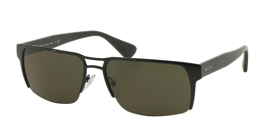 Prada PRADA LOGO PR52RS Rectangle Sunglasses 1BO4J1-MATTE BLACK 60-17-145 - Color Map black