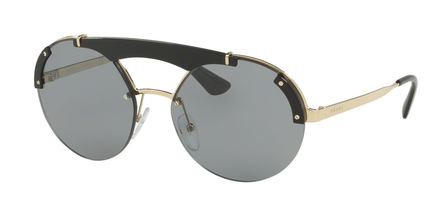 Prada PR52US Round Sunglasses 1AB3C2-PALE GOLD/BLACK 37-137-140 - Color Map black