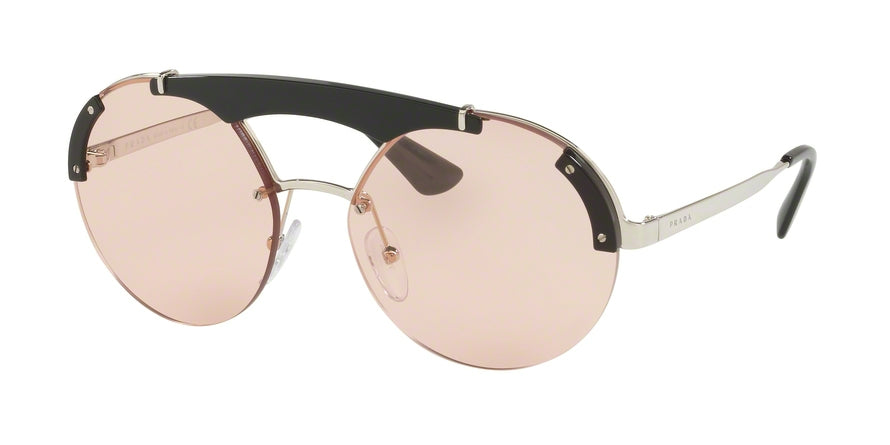 Prada PR52US Round Sunglasses 1AB4Q0-SILVER/BLACK 37-137-140 - Color Map black