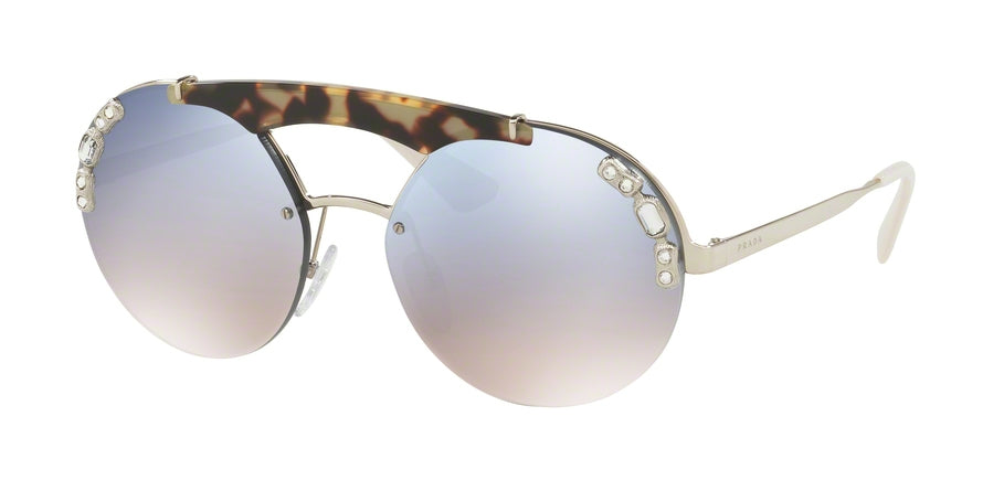 Prada PR52US Round Sunglasses 23C5R0-SILVER/MEDIUM HAVANA 37-137-140 - Color Map silver