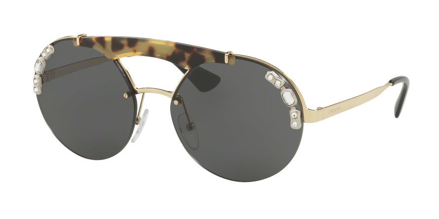 Prada PR52US Round Sunglasses I8N5S0-PALE GOLD/MEDIUM HAVANA 37-137-140 - Color Map gold