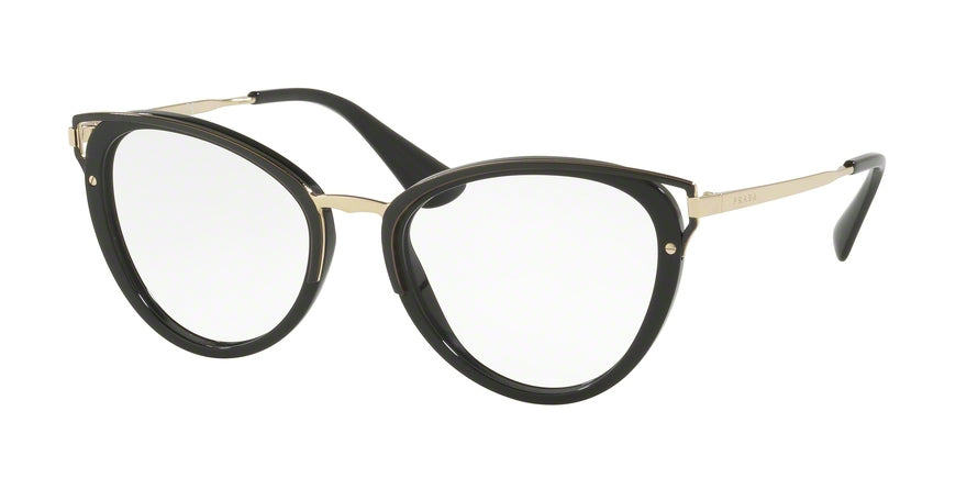 Prada PR53UVF Cat Eye Eyeglasses 1AB1O1-BLACK 52-19-145 - Color Map black