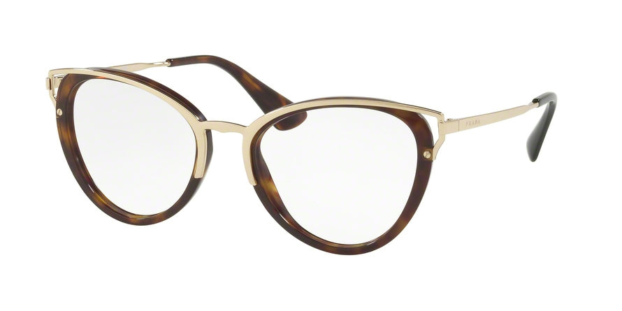 Prada PR53UVF Cat Eye Eyeglasses 2AU1O1-HAVANA 52-19-145 - Color Map havana