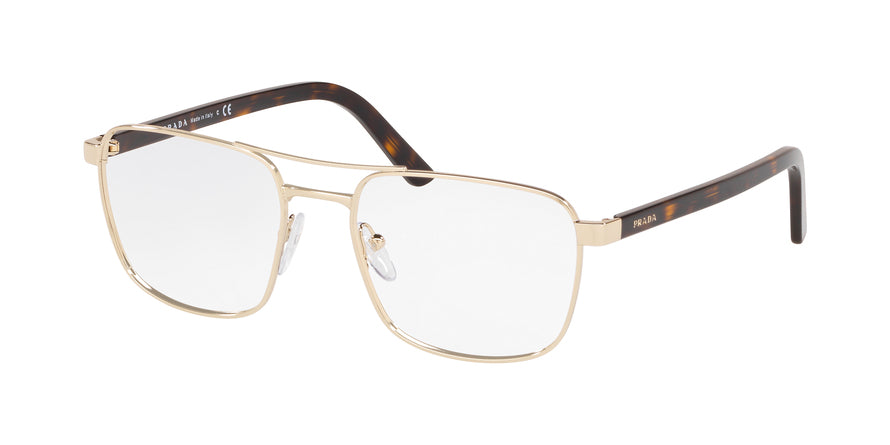 Prada HERITAGE PR53XV Rectangle Eyeglasses ZVN1O1-PALE GOLD 54-17-140 - Color Map gold