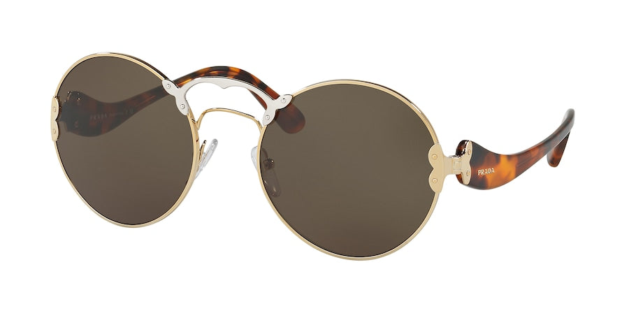 Prada PR55TS Round Sunglasses ZVN4J1-PALE GOLD/SILVER 57-21-140 - Color Map gold