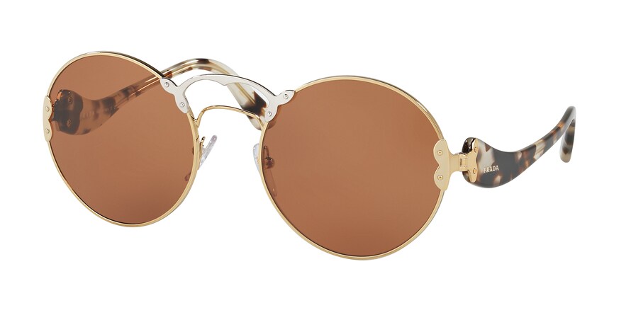Prada PR55TS Round Sunglasses ZVN6N0-PALE GOLD/SILVER 57-21-140 - Color Map gold