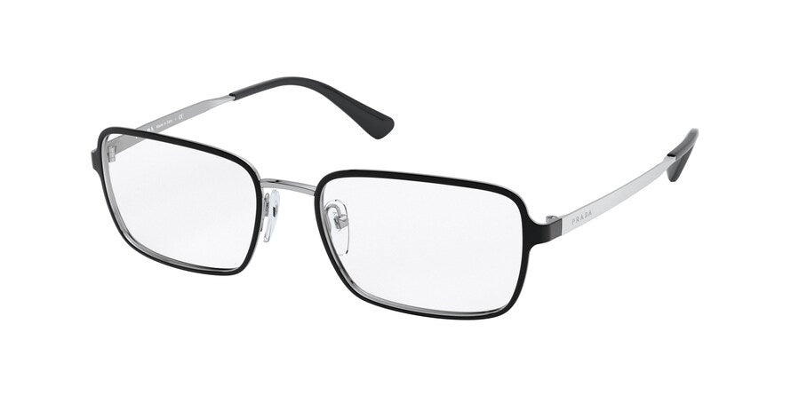 Prada PR57XV Pillow Eyeglasses 5241O1-TOP MATTE BLACK/SILVER 56-18-150 - Color Map gunmetal