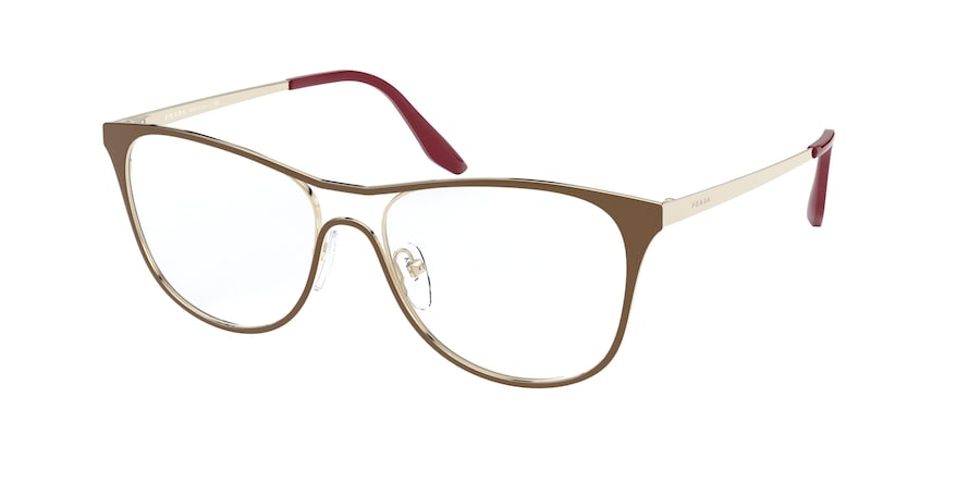 Prada PR59XV Pillow Eyeglasses 5541O1-TOP BEIGE/PALE GOLD 53-16-145 - Color Map light brown