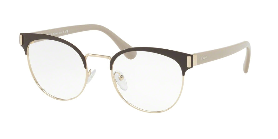 Prada PR63TV Oval Eyeglasses DHO1O1-BROWN/PALE GOLD 50-19-135 - Color Map brown