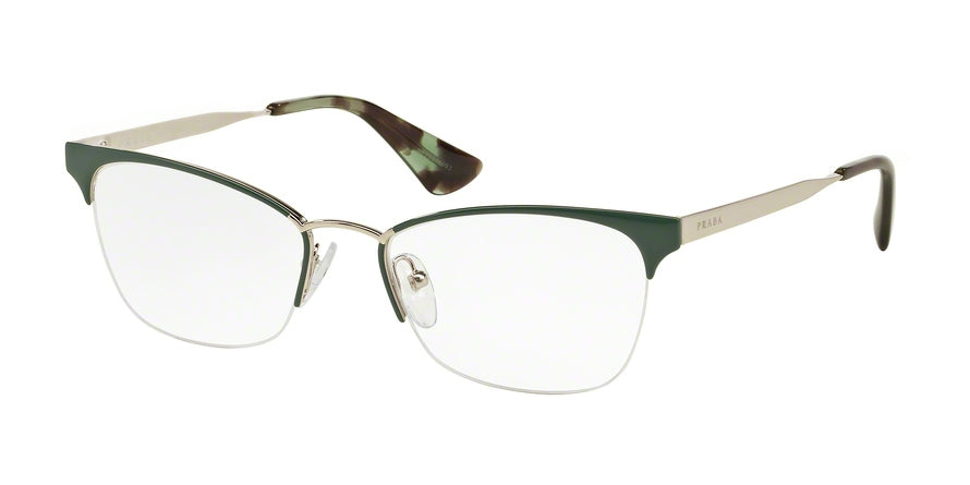 Prada PR65QV Rectangle Eyeglasses UEI1O1-GREEN/SILVER 51-17-140 - Color Map green